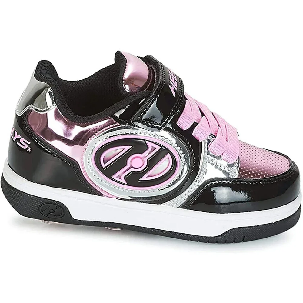 Heelys X2 Lighted Sneakers Kids US 5 Black Pink Wheeled Heel Skate Shoes GAL964